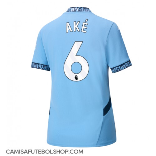 Camisa de time de futebol Manchester City Nathan Ake #6 Replicas 1º Equipamento Feminina 2024-25 Manga Curta